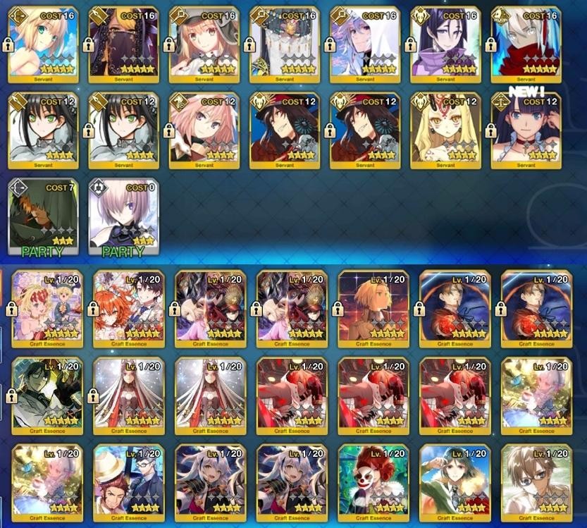 初始 術傻 梅林 源賴光 魔神沖田 弗栗多 泳裝吾王 不夜城 寶物交易網